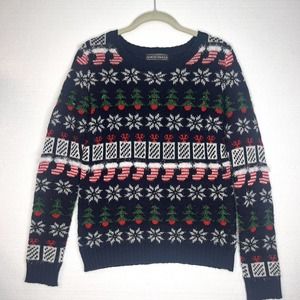 Almost Famous Fair Isle Feathered Knit Christmas Sweater size xs